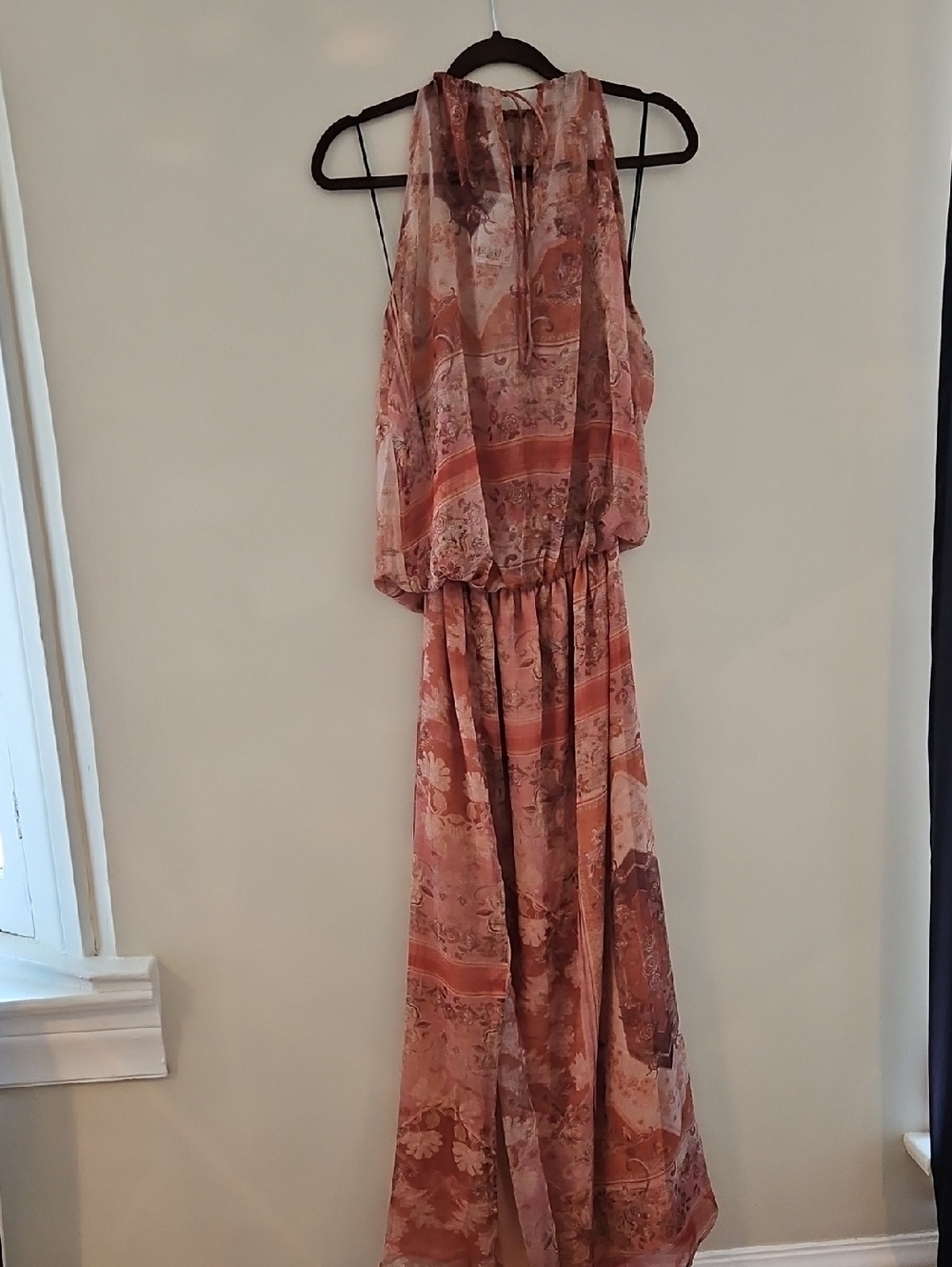 H&M Sleeveless Floral Boho Maxi Dress in Dusty Rose, Size S